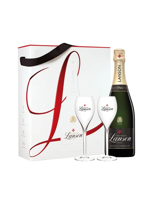 Botella de Champagne Lanson - le Black Création - Estuche 2 Flûtes