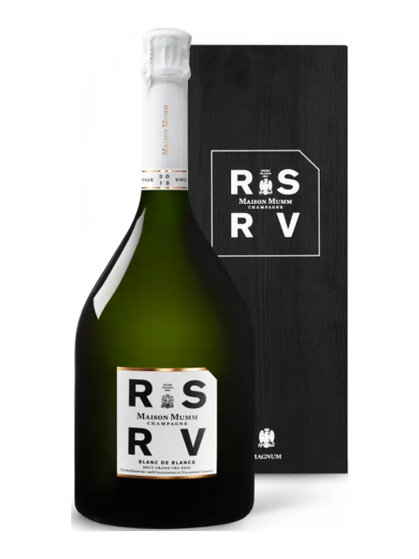 Botella de Magnum - Champagne Mumm - Cuvée Rsrv Grand Cru - Blanc de Blancs - Caja De Madera 2013